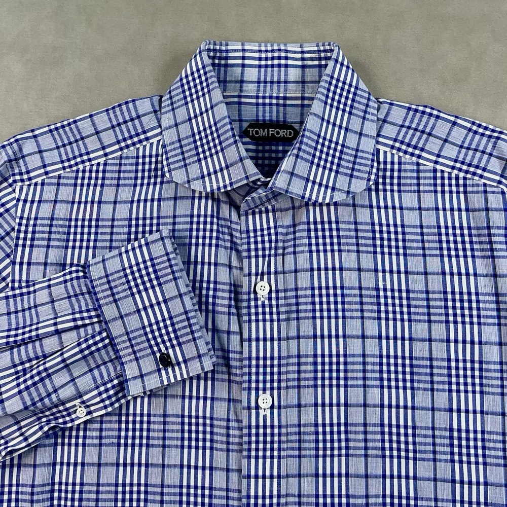 Tom Ford Luxury Linen Cotton Button Up Shirt Made in Switzerland Sz 42 (16 1/2)